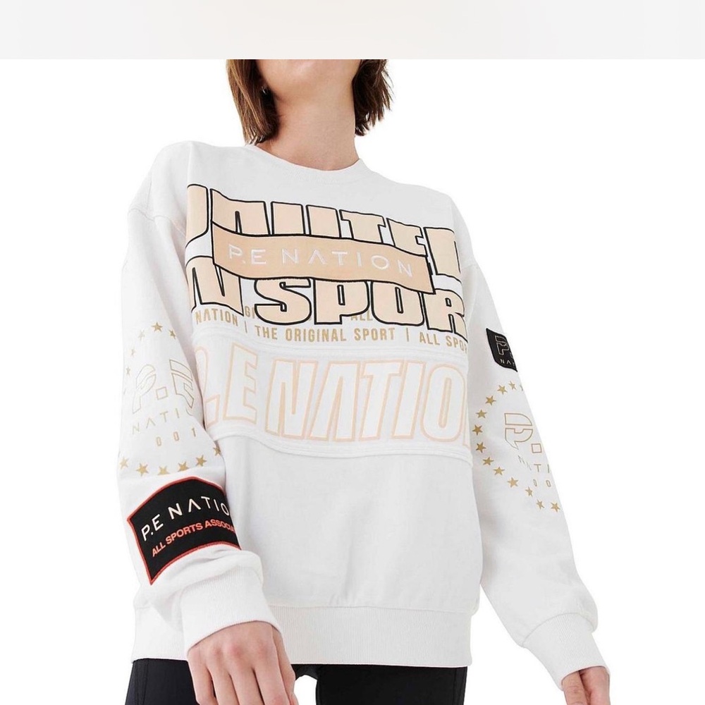 P.E Nation White and Gold Graphic Sweatshirt